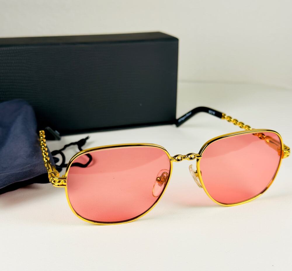 VF Vintage Frames Co Mayor Mariner Edition 24K Gold Sunglasses Pink Lens NWOT